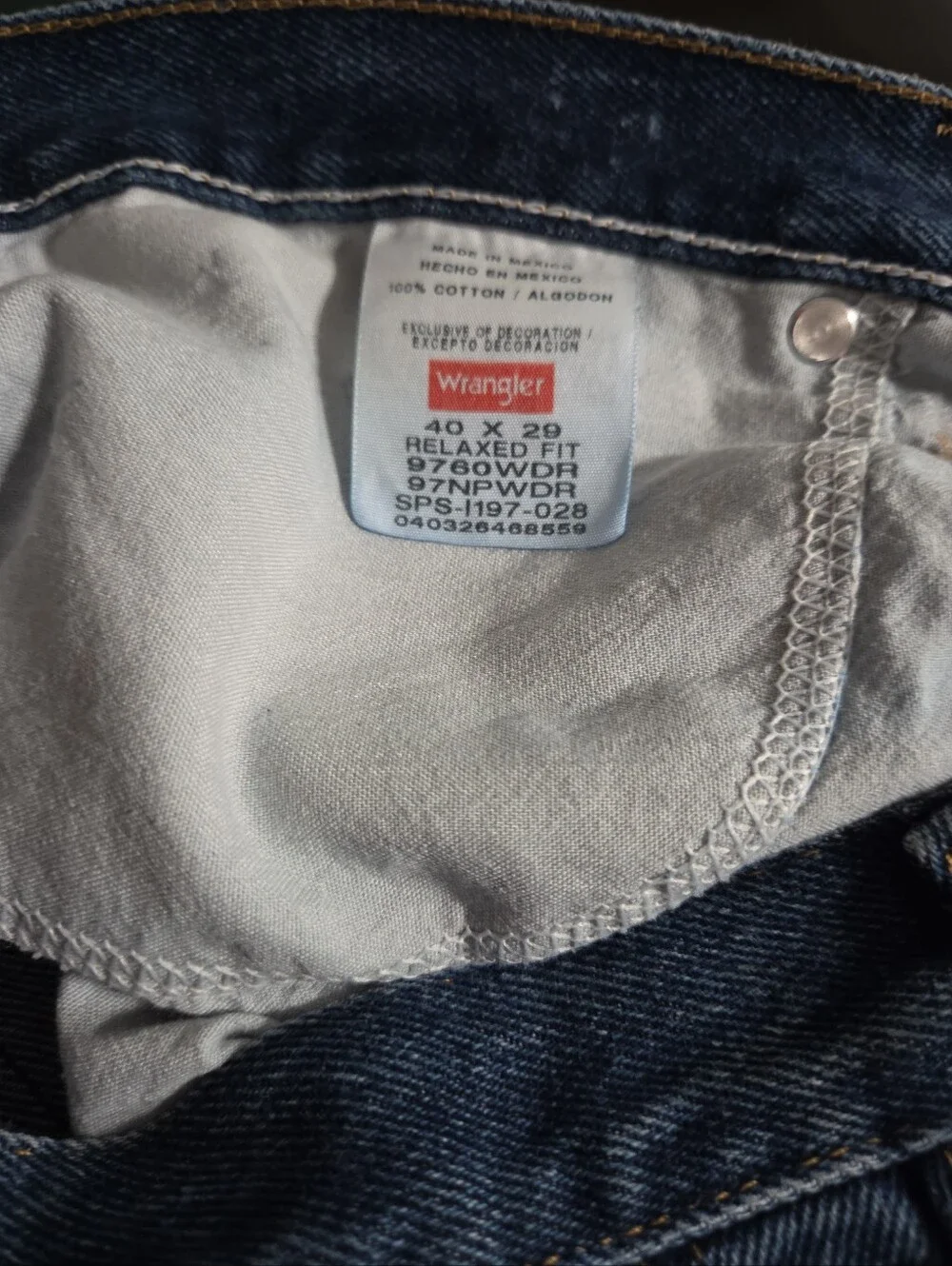 Wrangler Men's Straight Jeans in Medium and Dark Blue.  2 pair.  40x29